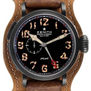 Zenith Herrklocka 96.2431.693-21.C738 Pilot Svart/Läder Ø48 mm