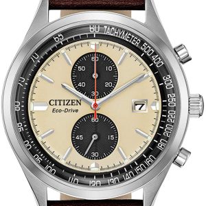 Citizen Chandler Herrklocka CA7020-07A Beige/Läder Ø43 mm