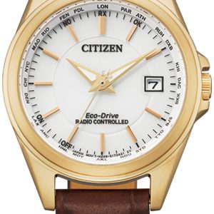 Citizen Damklocka EC1183-16A Radio Controlled Vit/Läder Ø29.3 mm