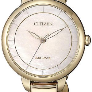 Citizen Damklocka EM0673-83D Eco Drive 180 Vit/Gulguldtonat stål