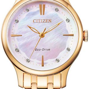 Citizen Damklocka EM0893-87Y Elegance Vit/Gulguldtonat stål Ø30 mm