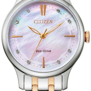 Citizen Damklocka EM0896-89Y Elegance Vit/Gulguldtonat stål Ø30 mm