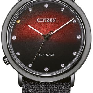 Citizen Damklocka EM1007-47E Eco Drive Röd/Textil Ø34 mm