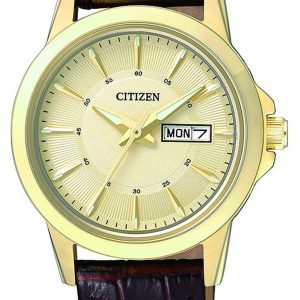 Citizen Damklocka EQ0603-08P Dress Gulguldstonad/Läder Ø28 mm