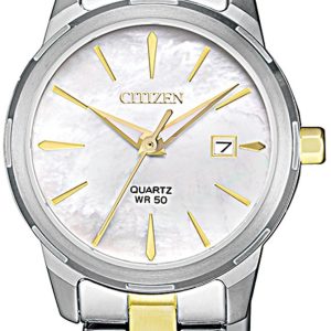 Citizen Damklocka EU6074-51D Elegance Vit/Gulguldtonat stål Ø28 mm