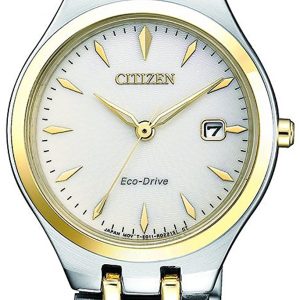 Citizen Damklocka EW2484-82B Elegance Vit/Gulguldtonat stål Ø27.6 mm