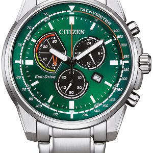 Citizen Herrklocka AT1190-87X Crono Grön/Stål Ø44 mm