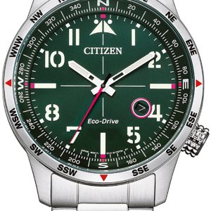 Citizen Herrklocka BM7551-84X Aviator Grön/Stål Ø43 mm