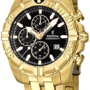 Festina 99999 Herrklocka F20356-4 Svart/Gulguldtonat stål Ø43 mm