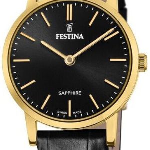 Festina Damklocka F20017-3 Swiss Made Svart/Läder Ø29.3 mm