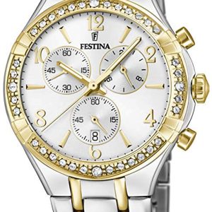 Festina Damklocka F20396-1 Vit/Gulguldtonat stål Ø39 mm