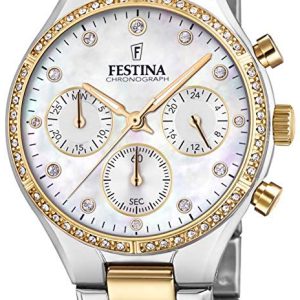 Festina Damklocka F20402-1 Vit/Gulguldtonat stål Ø36 mm