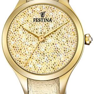 Festina Damklocka F20410-2 Mademoiselle Kristallinfattad/Läder Ø32