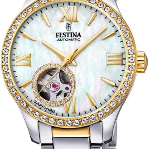 Festina Damklocka F20486-3 Dress Vit/Gulguldtonat stål Ø34 mm