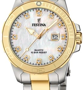 Festina Damklocka F20504-2 Boyfriend Vit/Gulguldtonat stål Ø34 mm