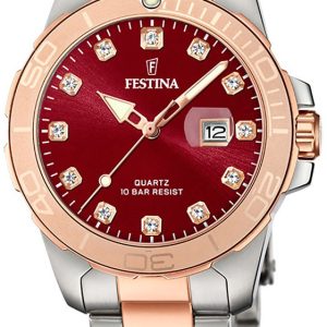 Festina Damklocka F20505-2 Boyfriend Röd/Roséguldstonat stål Ø35