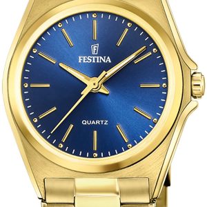 Festina Damklocka F20557-4 Classic Blå/Gulguldtonat stål Ø31 mm