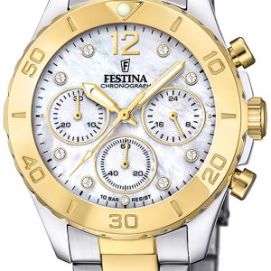 Festina Damklocka F20604-1 Boyfriend Vit/Gulguldtonat stål Ø39 mm