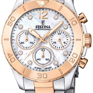 Festina Damklocka F20605-1 Boyfriend Vit/Roséguldstonat stål Ø39 mm