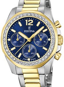 Festina Damklocka F20607-2 Boyfriend Blå/Gulguldtonat stål Ø39 mm