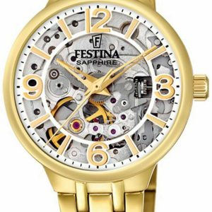 Festina Damklocka F20617-1 Skelettskuren/Gulguldtonat stål Ø32.5 mm