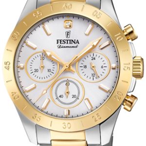 Festina Damklocka F20651-1 Boyfriend Vit/Gulguldtonat stål Ø38.5 mm