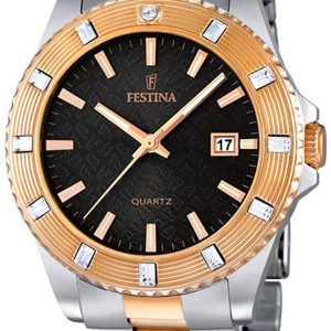 Festina Dress Damklocka F16687-5 Svart/Roséguldstonat stål Ø40 mm