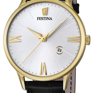 Festina Dress Herrklocka F16825-1 Silverfärgad/Läder Ø41 mm