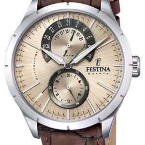 Festina Herrklocka F16573-9 Silverfärgad/Läder Ø44 mm