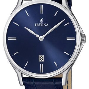 Festina Herrklocka F16745-3 Dress Blå/Läder Ø39 mm