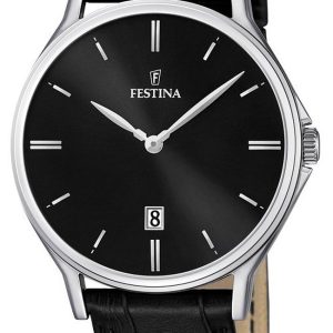 Festina Herrklocka F16745-5 Dress Svart/Läder Ø39 mm