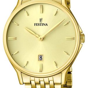 Festina Herrklocka F16746-2 Dress Champagnefärgad/Gulguldtonat stål