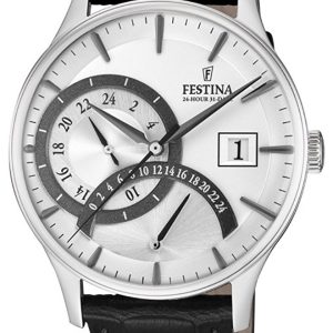 Festina Herrklocka F16983-1 Silverfärgad/Läder Ø42 mm