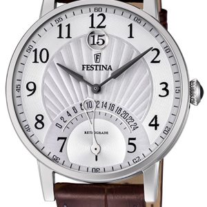 Festina Herrklocka F16984-1 Silverfärgad/Läder Ø41 mm