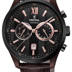 Festina Herrklocka F16999-2 Svart/Läder Ø44 mm