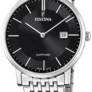 Festina Herrklocka F20018-3 Swiss Made Svart/Stål Ø39 mm