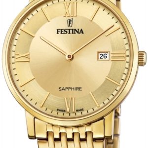 Festina Herrklocka F20020-2 Gulguldstonad/Gulguldtonat stål Ø39 mm