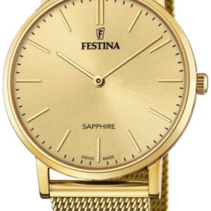 Festina Herrklocka F20022-2 Swiss Made Gulguldstonad/Gulguldtonat