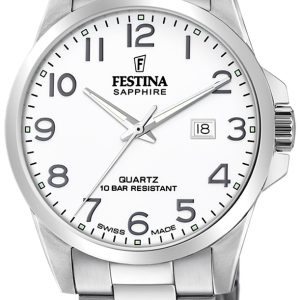 Festina Herrklocka F20024-1 Swiss Made Vit/Stål Ø41 mm