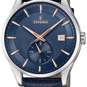 Festina Herrklocka F20277-2 Retro Blå/Läder Ø41 mm