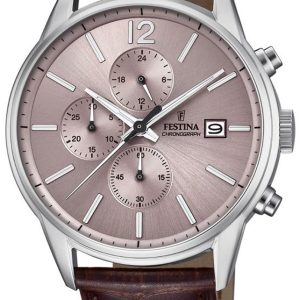 Festina Herrklocka F20284-2 Roséguldstonad/Läder Ø43 mm