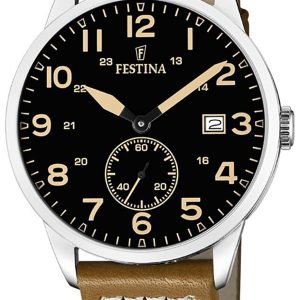 Festina Herrklocka F20347-6 Retro Svart/Läder Ø42 mm