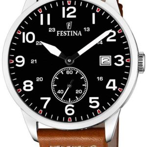 Festina Herrklocka F20347-7 Retro Svart/Läder Ø42 mm