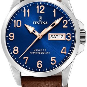 Festina Herrklocka F20358-B Blå/Läder Ø41 mm