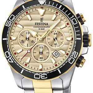 Festina Herrklocka F20363-1 Beige/Gulguldtonat stål Ø44.3 mm