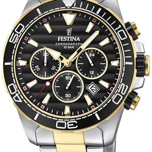 Festina Herrklocka F20363-3 Svart/Gulguldtonat stål Ø44.3 mm