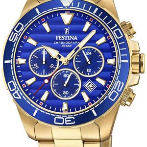 Festina Herrklocka F20364-2 Blå/Gulguldtonat stål Ø44.3 mm