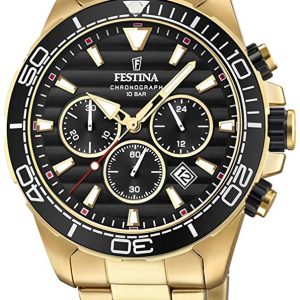 Festina Herrklocka F20364-3 Svart/Gulguldtonat stål Ø44.3 mm