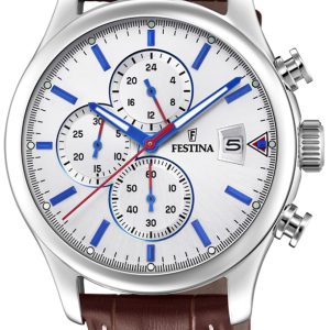 Festina Herrklocka F20375-1 Silverfärgad/Läder Ø43 mm