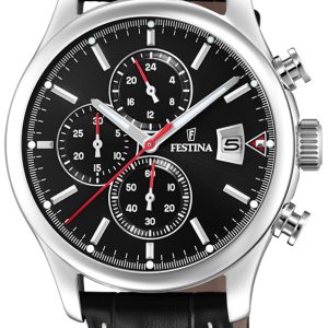 Festina Herrklocka F20375-3 Svart/Läder Ø43 mm